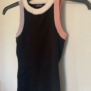 Zesica Women's Black and Pink Sweater Tank